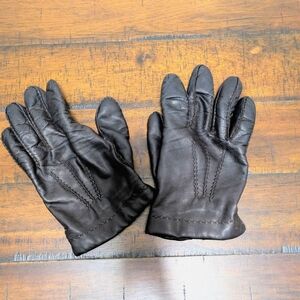 Brooks Brothers Brown leather gloves, cashmere lined, made in Italy size large
